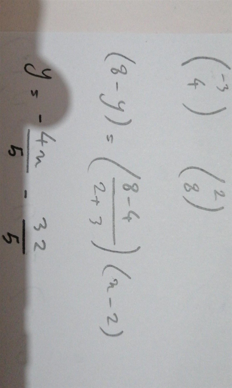 What is the equation of a line that passes through the points (–3, 4) and (2, 8)?-example-1