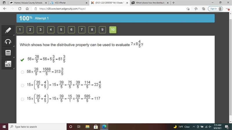 Which shows how the distributive property can be used to evaluate 7 times 8 and four-example-1