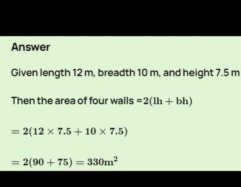 Find the area of four walls of a room (Assume that there are no doors or windows) if-example-1