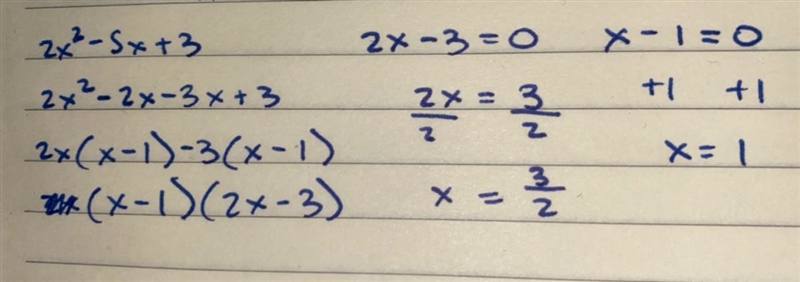 Question:2x²-5x+3 answer:​-example-1