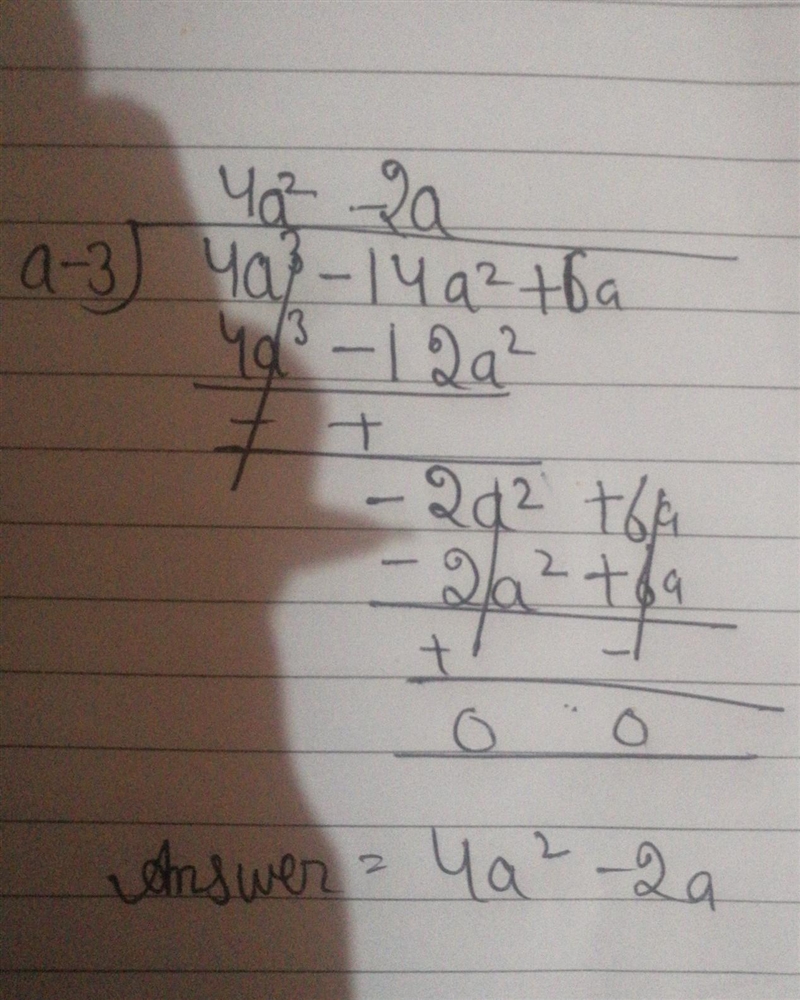 Divide 4a³ - 14a² + 6a by a - 3​-example-1