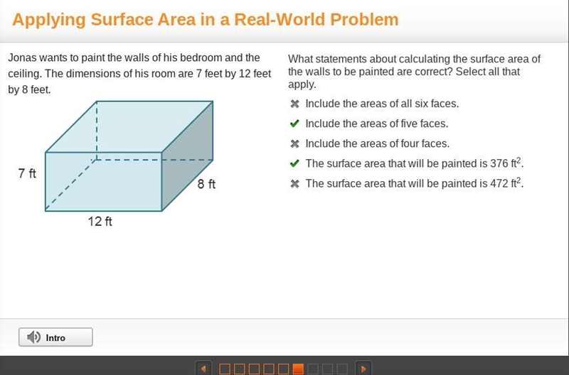 Jonas wants to paint the walls of his bedroom and the ceiling. The dimensions of his-example-1