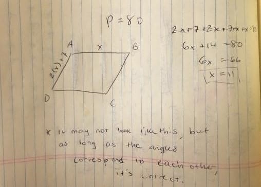 he perimeter of parallelogram ABCD is 80 cm. AD is 7 cm more than twice AB. Find the-example-1