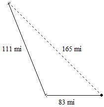 A ship travels due west for 83 miles . It then travels in northwest direction for-example-1