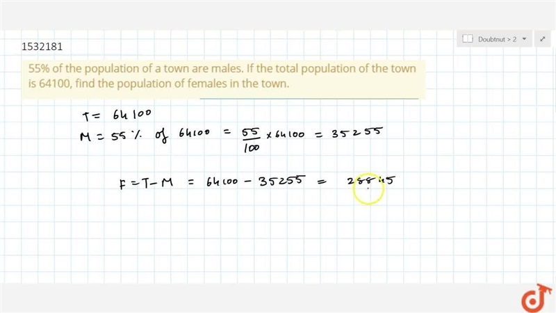 The total population of a town is 128200 if 55% men are find the number of all the-example-1