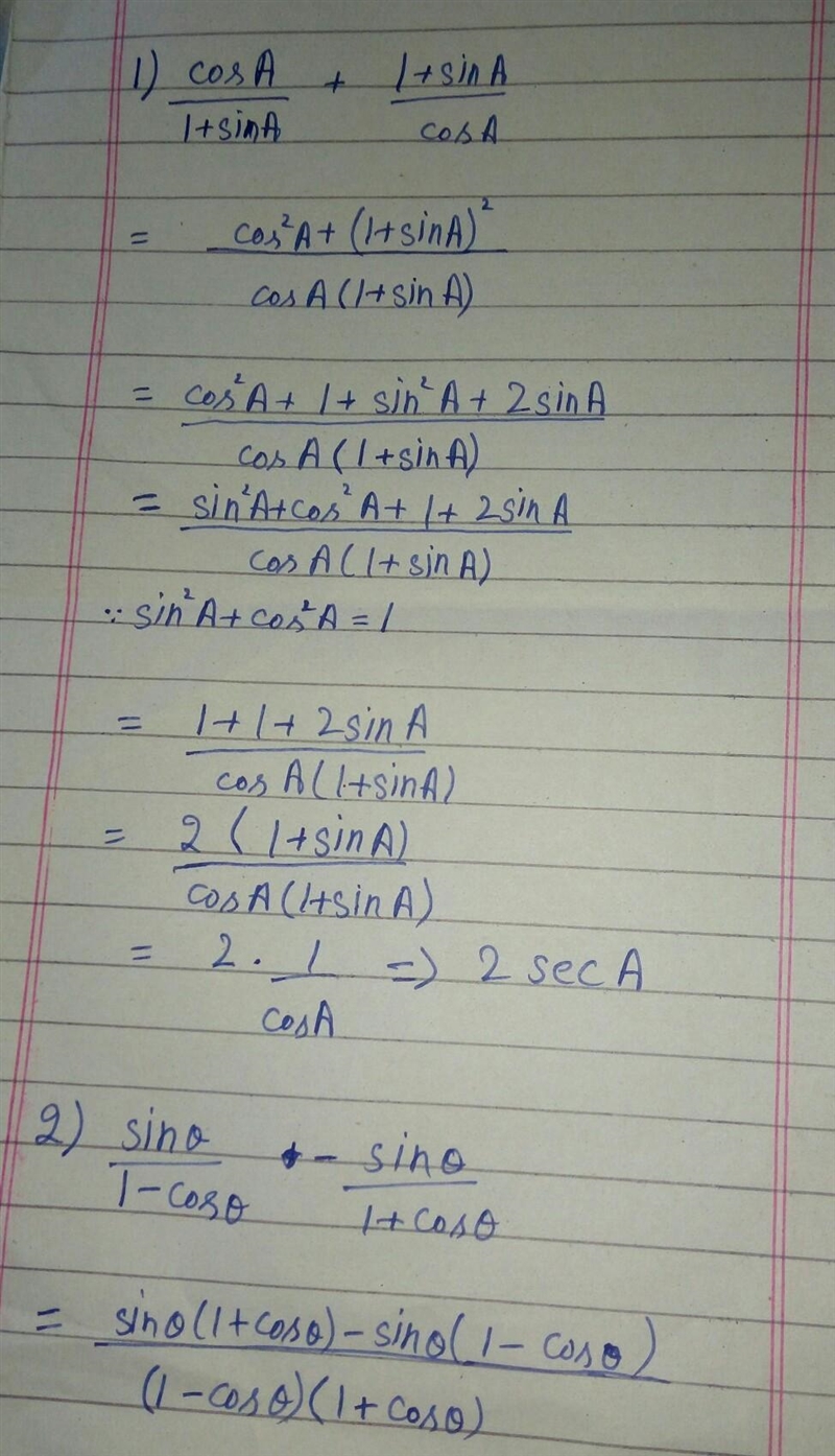 CosA_1+sin1 + 1+sinA_cosA=2secA​-example-1