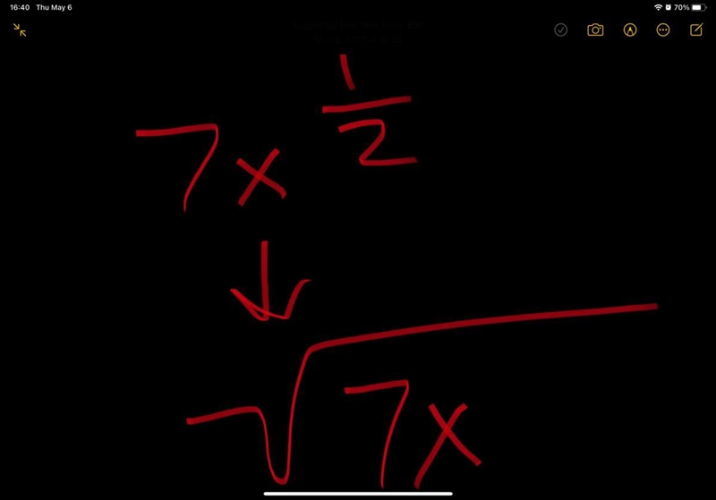 Rewrite 7x^{(1)/(2) as a radical expression-example-1