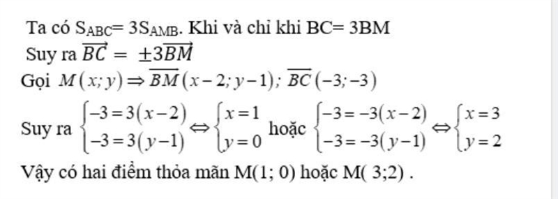 cho tam giác ABC có A(3;4), B(2;1), C(-1;-2). tìm điểm M nằm trên đường thẳng BC sao-example-1