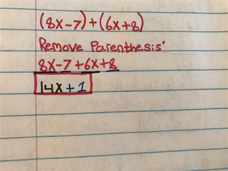 Add (8x - 7) + (6x + 8). simplify your answer.-example-1