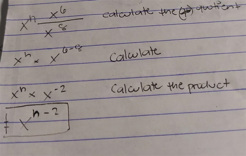 Simplify. Rewrite the expression in the form x^n x^6/x^8-example-1