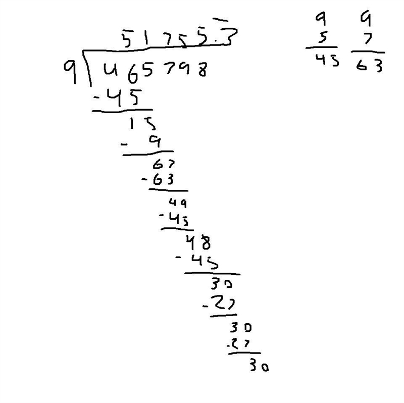 Check whether the number 465798 is divisible by 9. Write the steps.-example-1