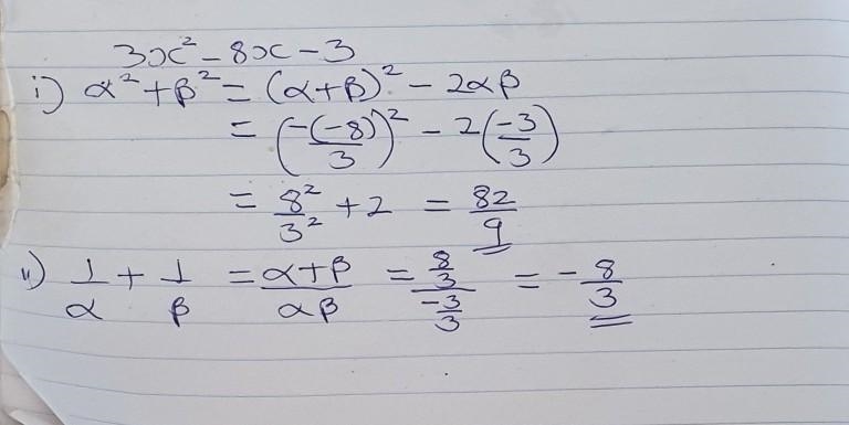 if α and β are the zeroes of the polynomial 3x^2 - 8x − 3 then find the value of i-example-1