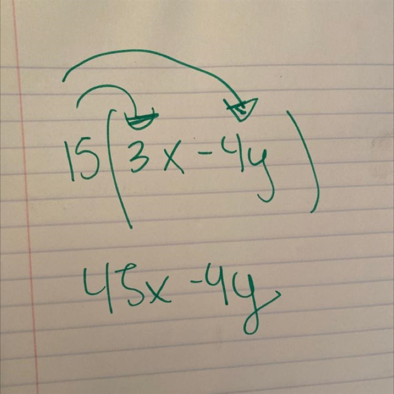 15(3x - 4y) Use Distributive property-example-1