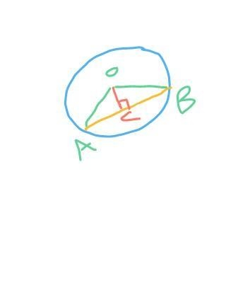 The chord of a circle of radius 6 ft is 8 ft long . find the distance if the chord-example-1