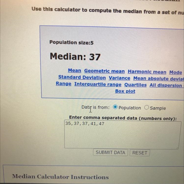 Find the median of the following numbers: 41, 37, 35, 43, 37, 47 A 39 B 37 C 40 D-example-1