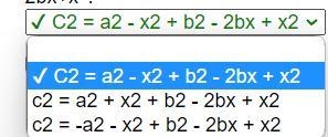 Replace your expression for h2 in c2=h2 b2-2bx x2.-example-1