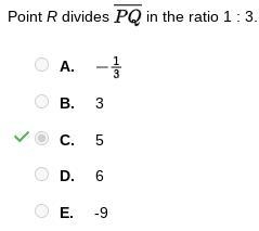 Point R divides in the ratio 1 : 3. If the x-coordinate of R is -1 and the x-coordinate-example-1