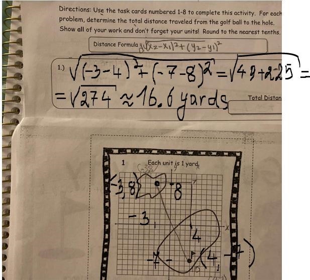 Golf activity geometry use distance formula HELP PLEASE n explain if you know!-example-1