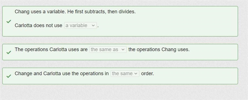 Chang and Carlotta solve this problem in two different ways. You have $50 in your-example-1