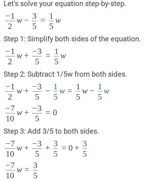 -1/2w - 3/5 = 1/5w what is w-example-1