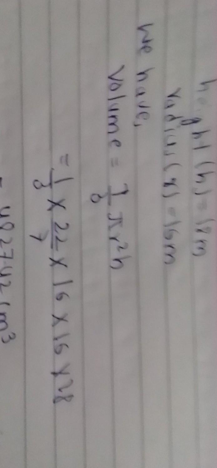 Find the volume of the cone.-example-1