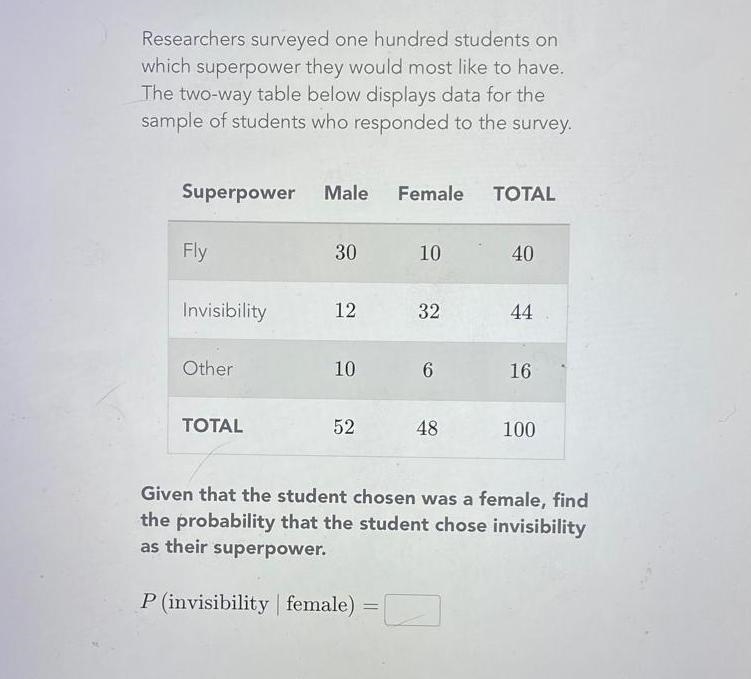 Given that the student chosen was a female, find the probability that the student-example-1