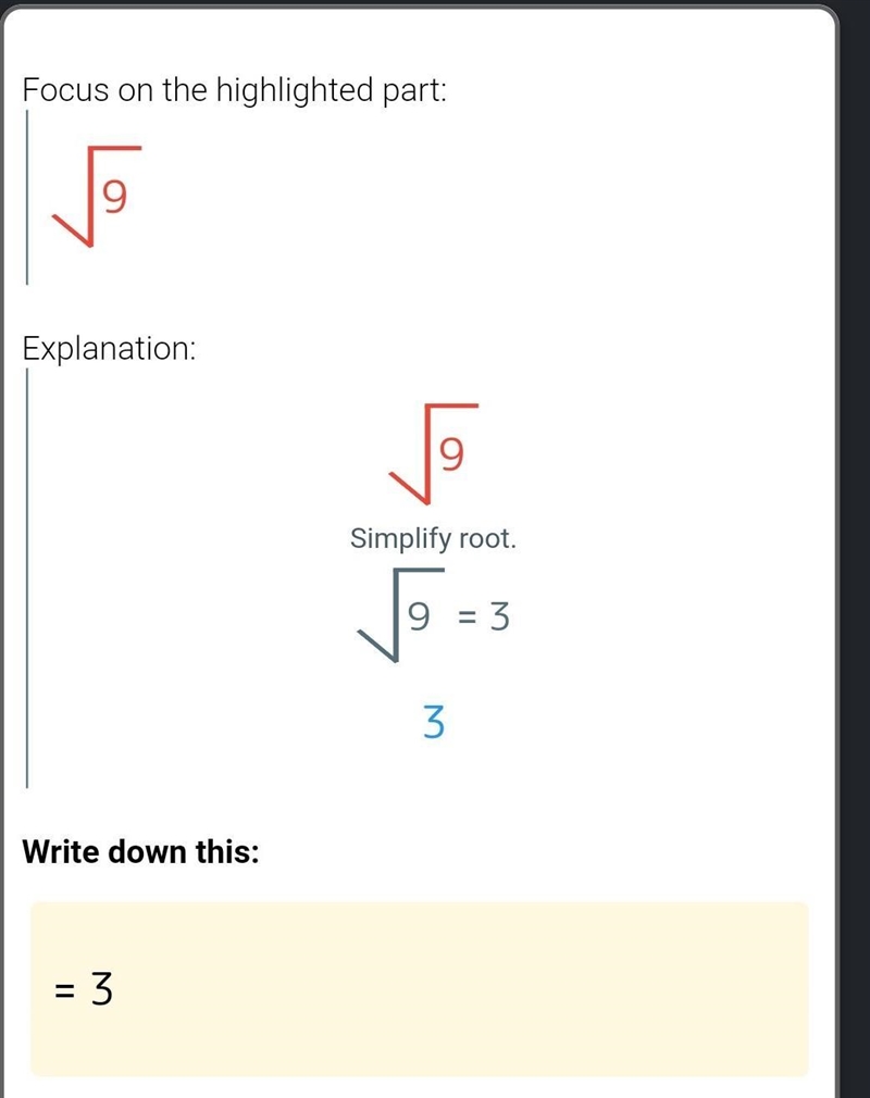 What is √9 i am having a very hard time with it.-example-1