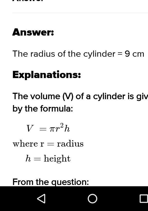 Find the radius of a cylinder if its volume is 1539π cm3 and height is 19 cm.​-example-1