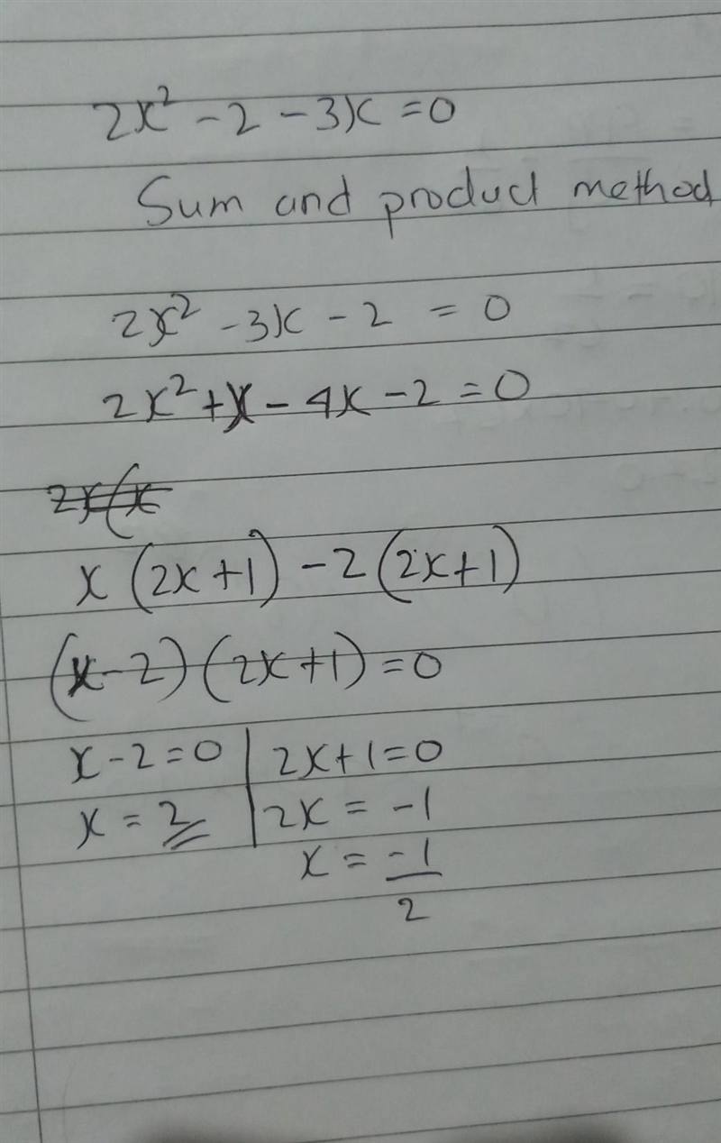 Solving by Completing the Square 2x^2 - 2 - 3x = 0-example-1