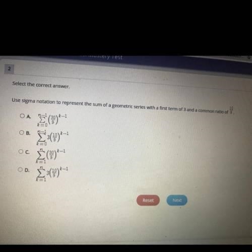 Use sigma notation to represent the sum of a geometric series with a first term of-example-1