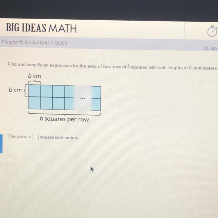 Find and simplify an expression for the area of two rows of b squares with side lengths-example-1