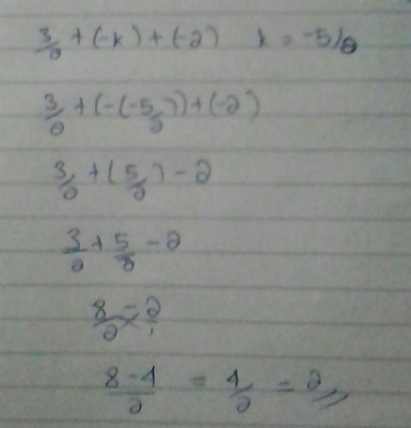 Evaluate 3/2 +(-k) + (-2) where k = - 5/2-example-1