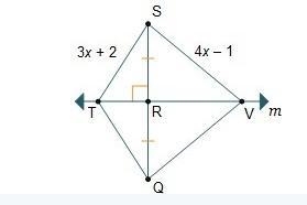 Line m is a perpendicular bisector of line segment S Q. It intersects line segment-example-1