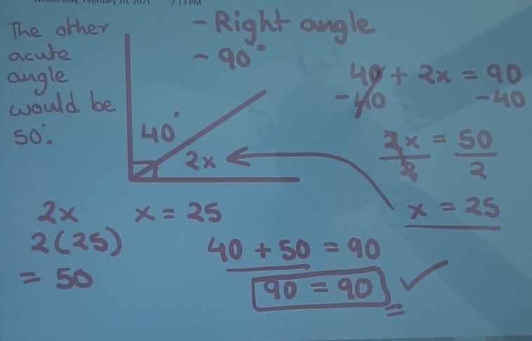 What is the measure of angle x? A. 10 B. 18 C. 20 D. 25​-example-1