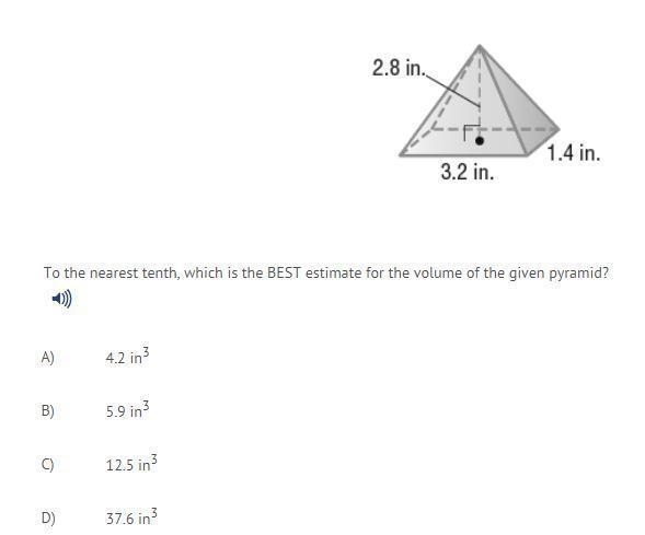 To the nearest tenth, which is the BEST estimate for the volume of the given pyramid-example-1