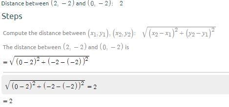 Find the distance between (2, -2) and (0, -2)-example-1