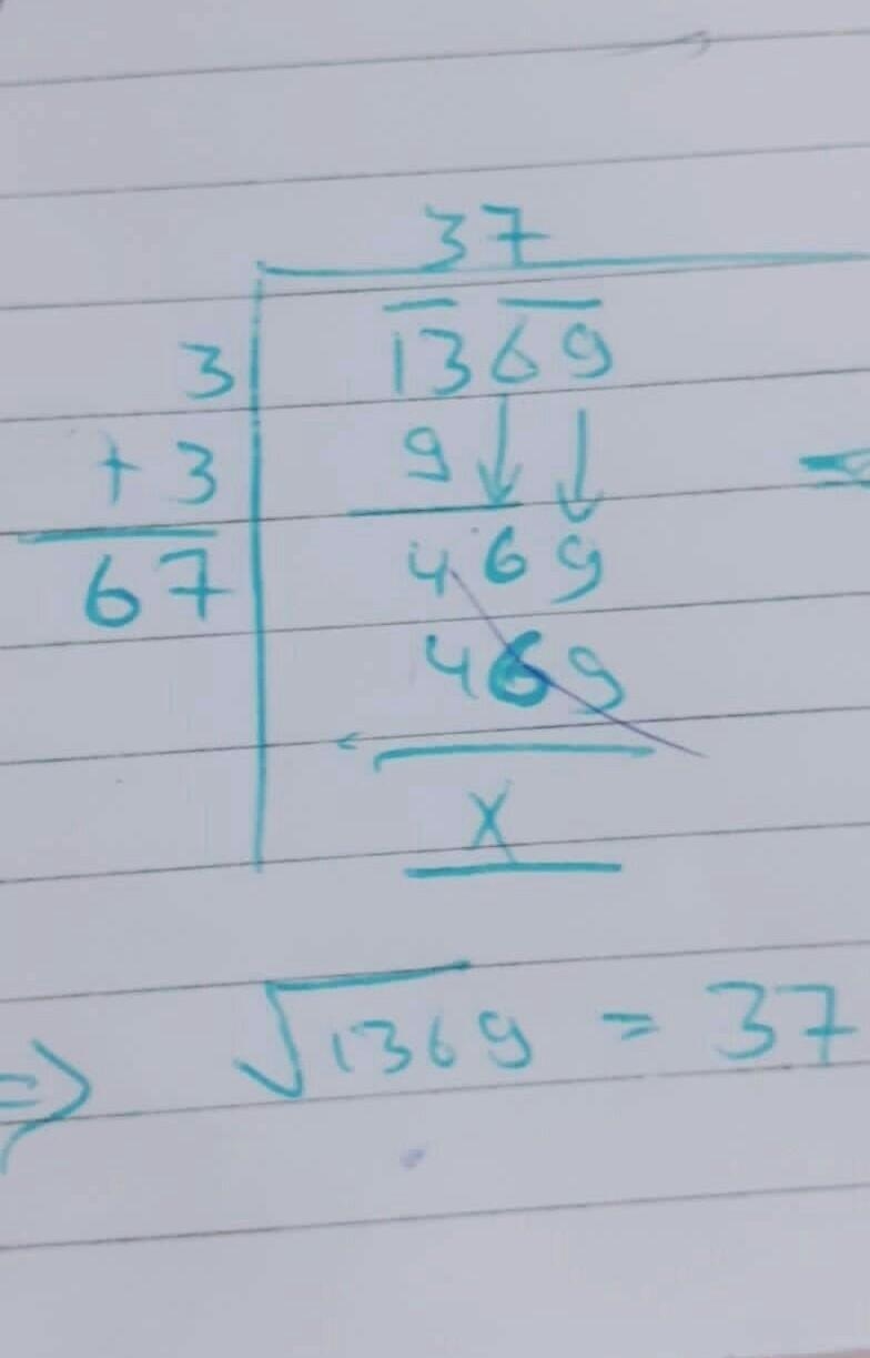 Find the square root of the following by long division method (a) 1369 (b) 5625​-example-1