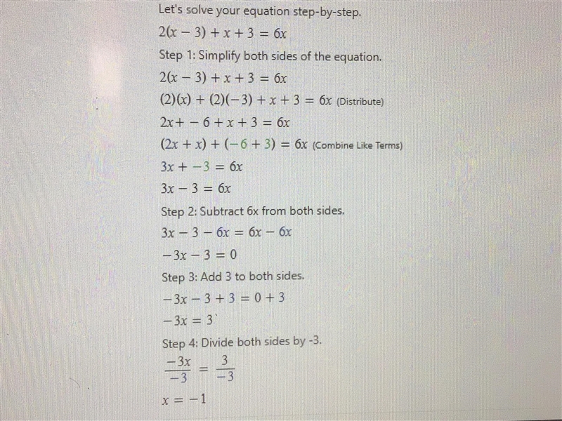 Solve: 2(x - 3) + (x + 3) = 6x-example-1