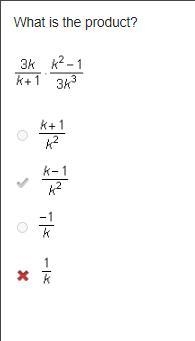 What is the product? StartFraction 3 k Over k + 1 EndFraction times StartFraction-example-1