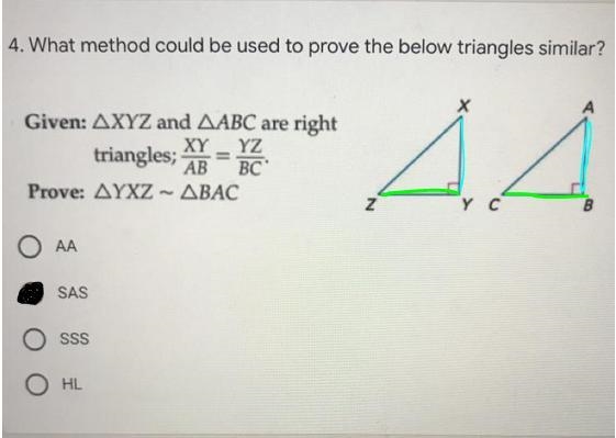 URGENT!! PLEASE HELP!! What method could be used to prove the below triangles similar-example-1