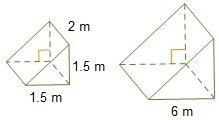 The two triangular prisms shown are similar. What is the volume of the larger prism-example-1