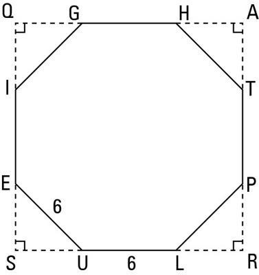 A regular octagon with side length a cm can be made by cutting off the four corners-example-1