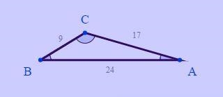 The triangle below has side measurements of 24 17 and 9. Match the side length of-example-1