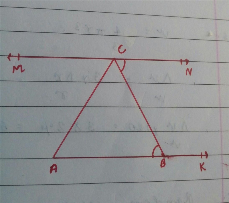 Prove sum of interior angle triangle is 180​-example-1