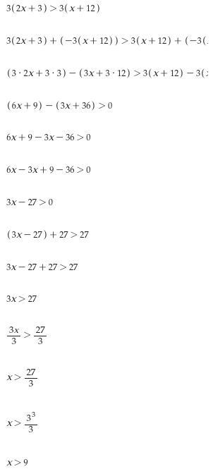 Which graph shows the correct solution to the inequality below? 3(2x + 3) > 3(x-example-1