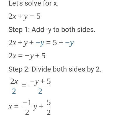 Find five solutions for the linear equation 2x + y = 5-example-2