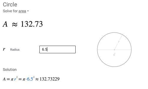 The diameter of a circle is 13 m. Find its area to the nearest tenth.-example-1