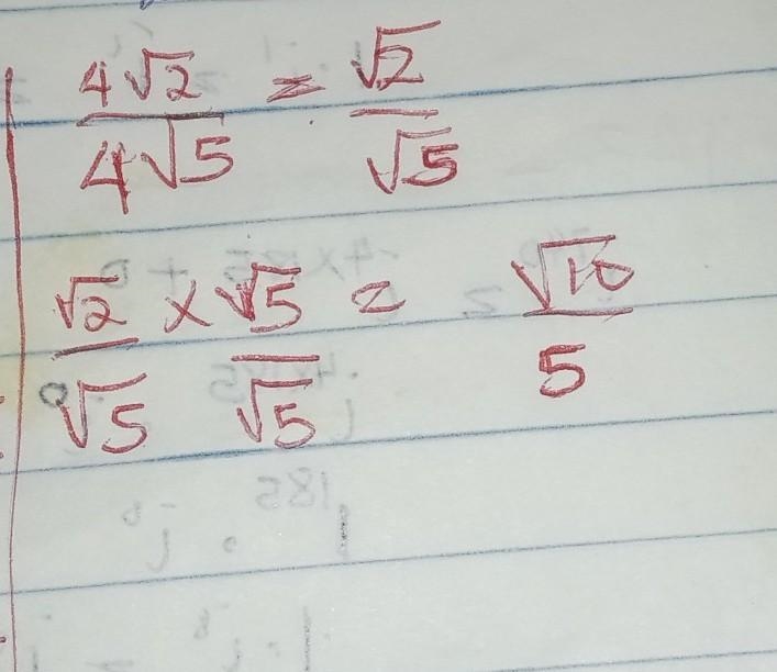 Rationalize the denominator 4√2/4√5 ​-example-1