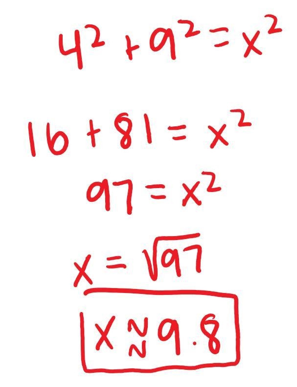 Question 1 9 m 4 m X Solve for X. Round your answer to the nearest tenth.-example-1