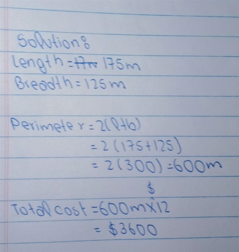 Can someone help me please ☺ Find the cost of fencing a park with the length of 175 meters-example-1